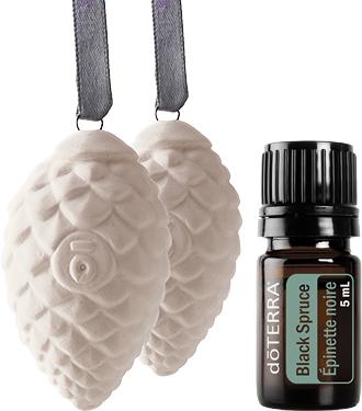 Набор doTERRA диффузор-шишка и черная ель, Black Spruce, 5 мл