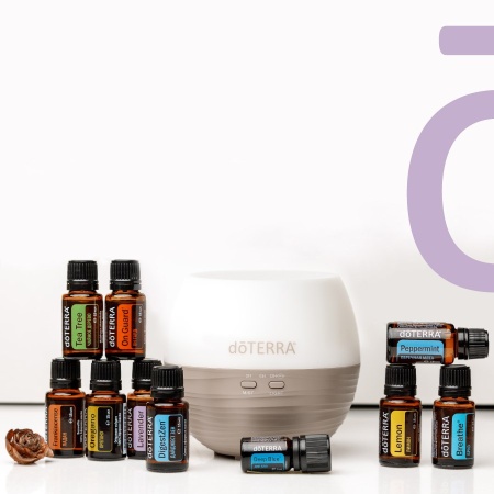 Картинка Набор эфирных масел doTERRA «Эфирный дом», 9х15 мл и 1х5 мл с диффузором и подставкой от магазина IQ-Robot