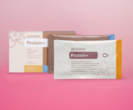 Картинка Смесь для приготовления протеинового коктейля dōTERRA Protein+ микс, 10 саше x 25 г (5 ванильных и 5 шоколадных) от магазина IQ-Robot